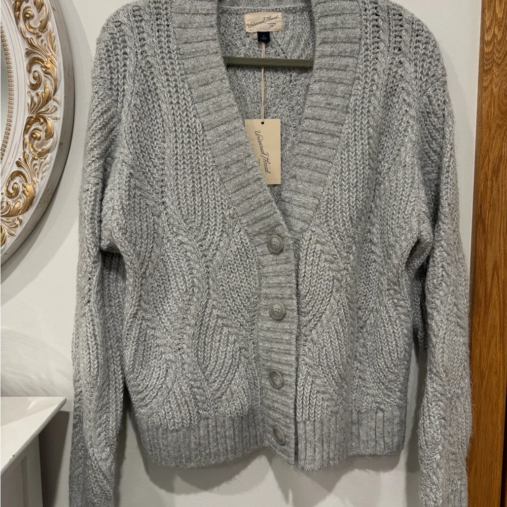 Universal Thread Silver Chunky Knit Cardigan - Picture 1 of 5